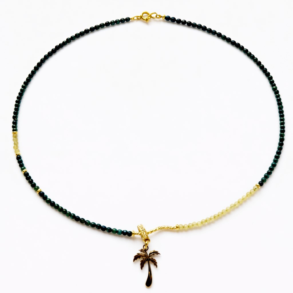 Colier din malachite cu charm palmier