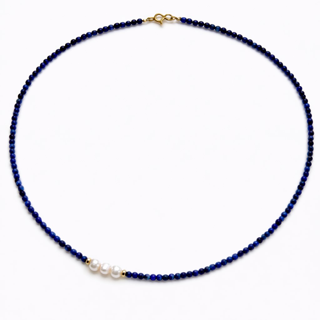 Colier din lapis lazuli si perle