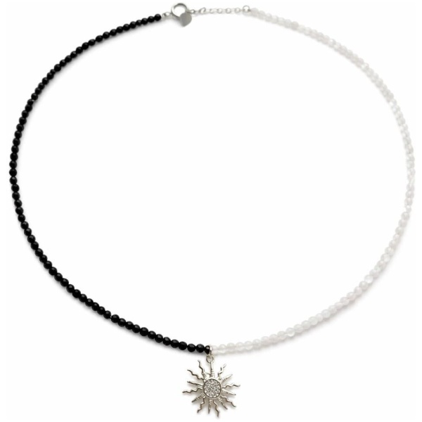 Colier bicolor cu charm soare