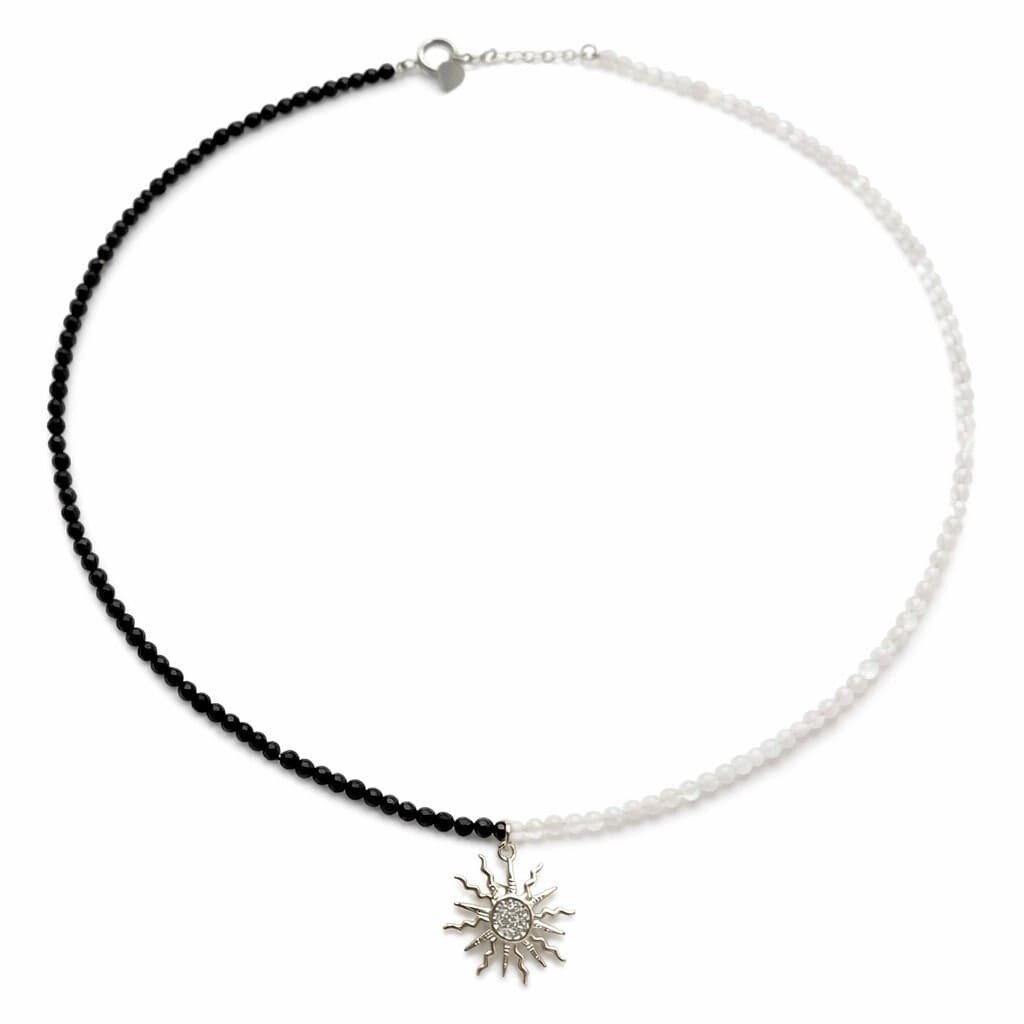 Colier bicolor cu charm soare