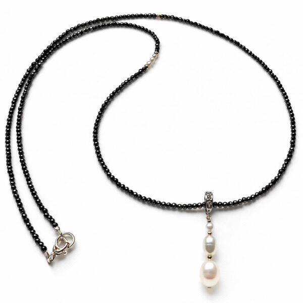 Colier lung din hematite cu perle naturale