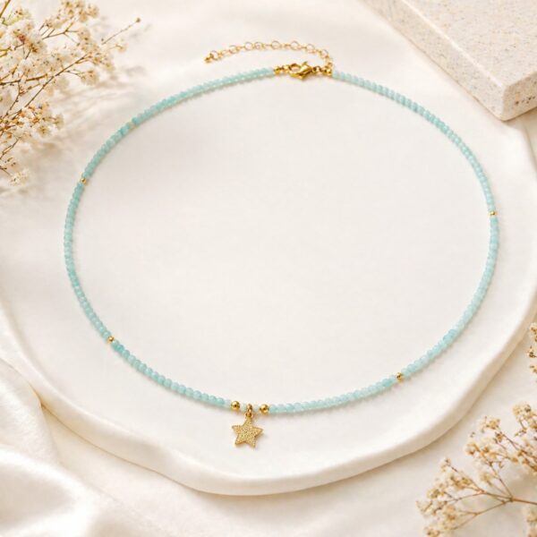 Colier din amazonite cu charm stea