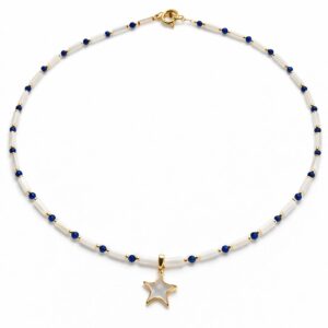 Colier din sidef cu agate si charm stea