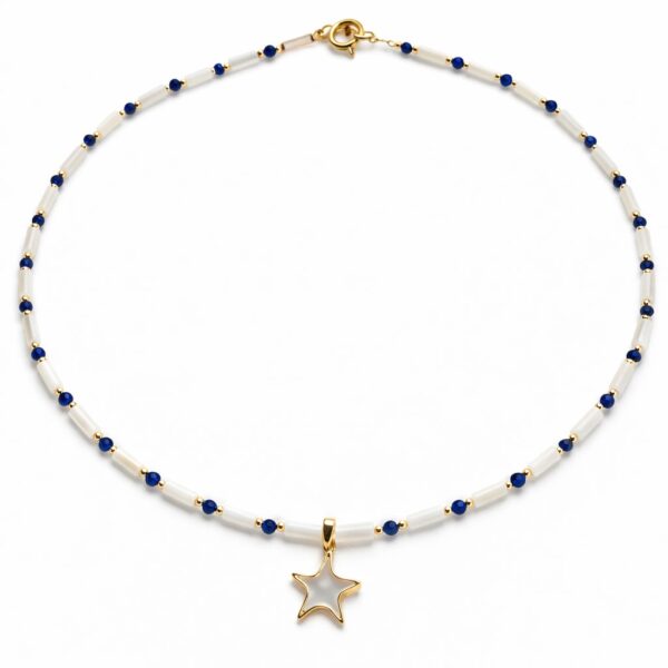 A Colier din sidef cu agate si charm stea