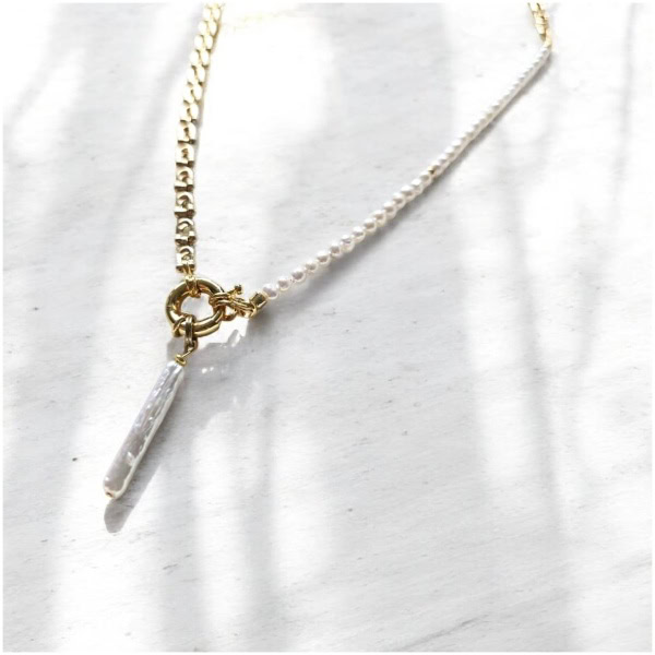Colier punk din perle cu charm Baroque Stick