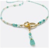 Colier lung din amazonite cu perle