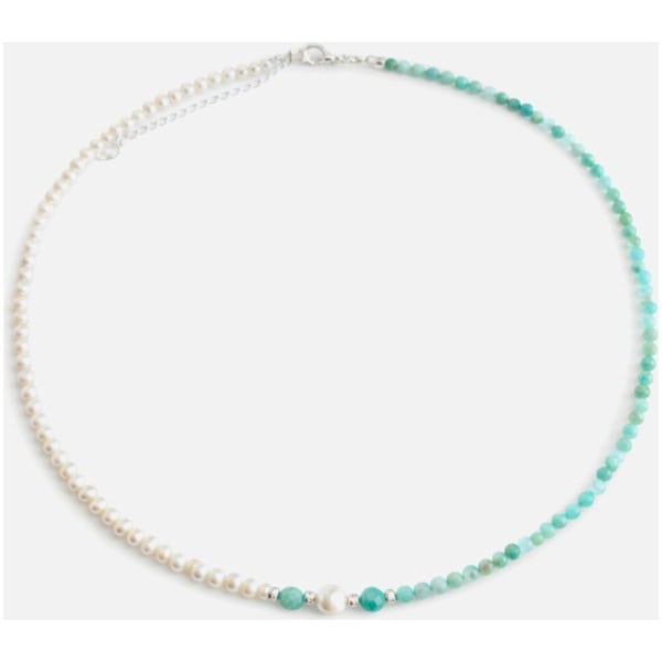 alb Colier din amazonite si perle naturale
