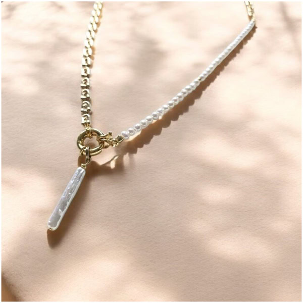 Colier punk din perle cu charm Baroque Stick