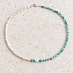 Colier din amazonite si perle naturale