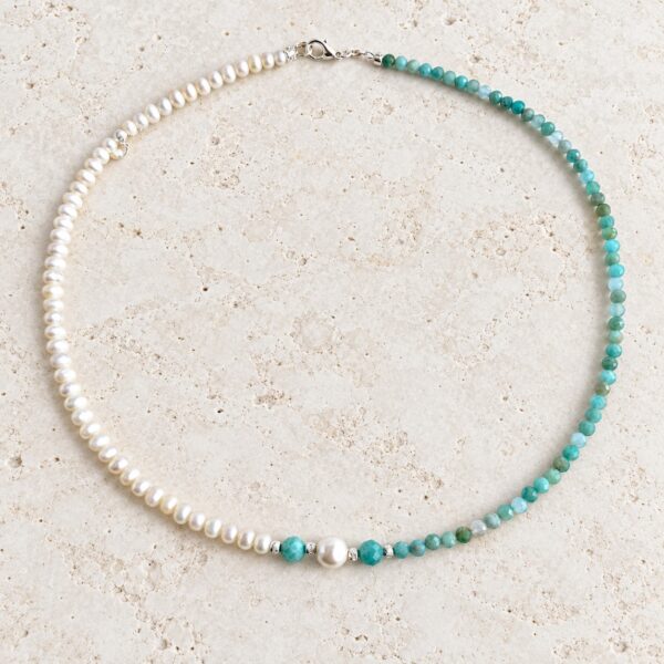 Colier din amazonite si perle naturale Colier din amazonite si perle naturale