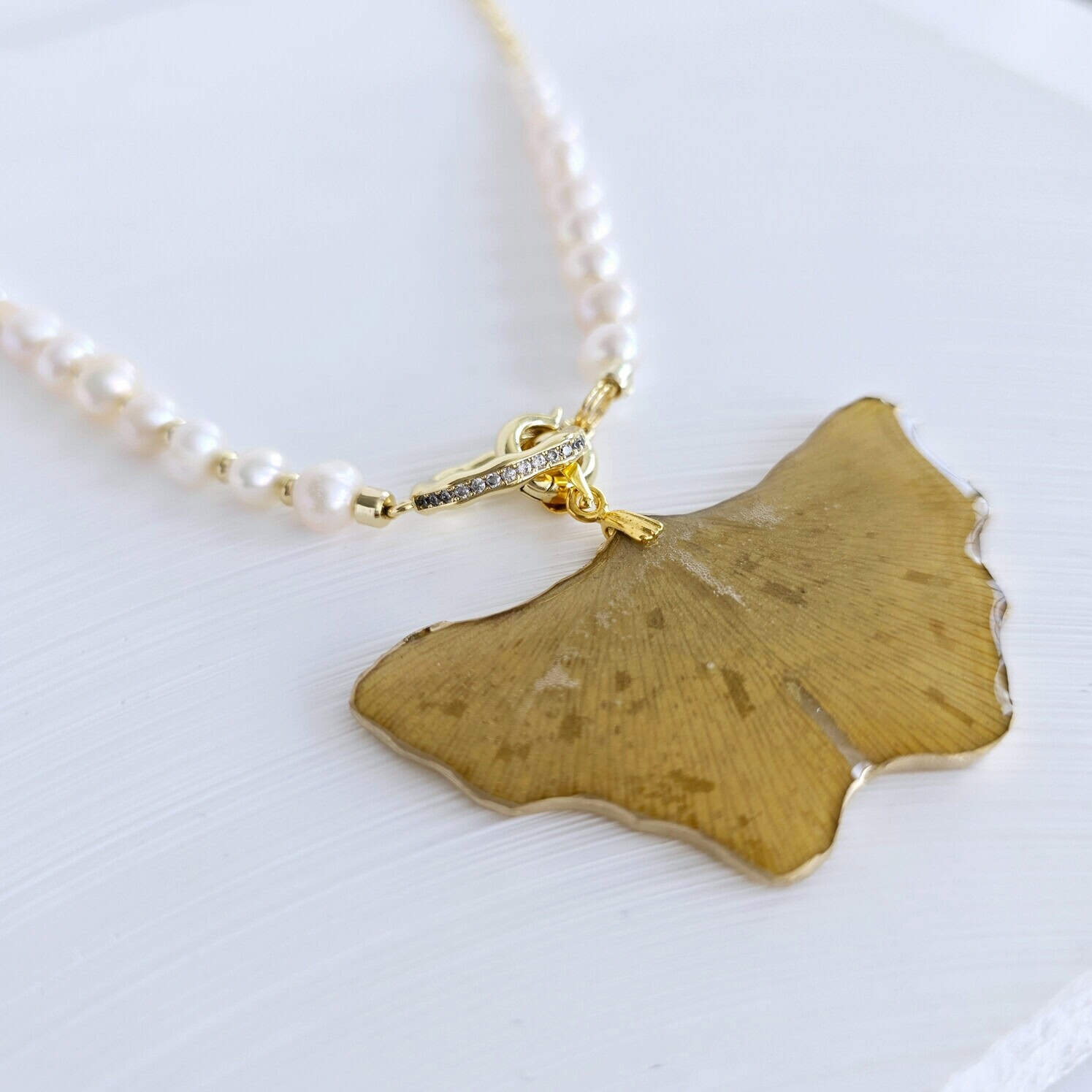 Colier din perle naturale si Ginkgo Biloba