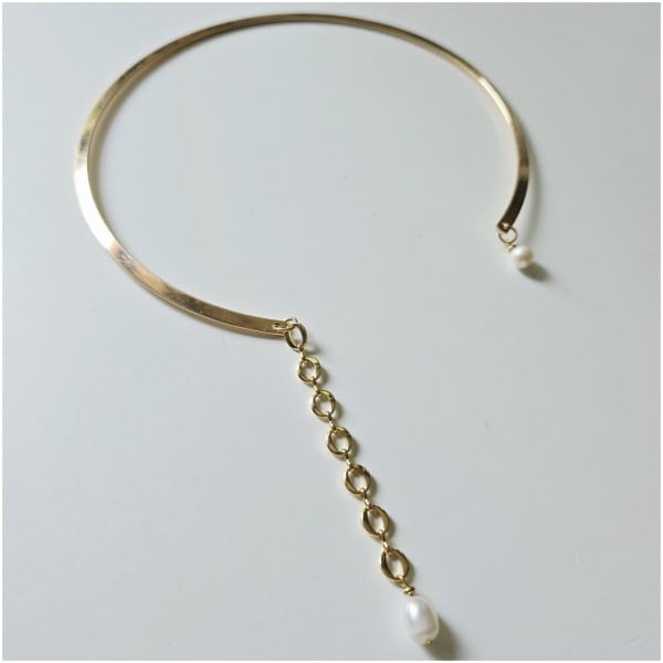 Choker cu design minimalist și perlă lacrimă