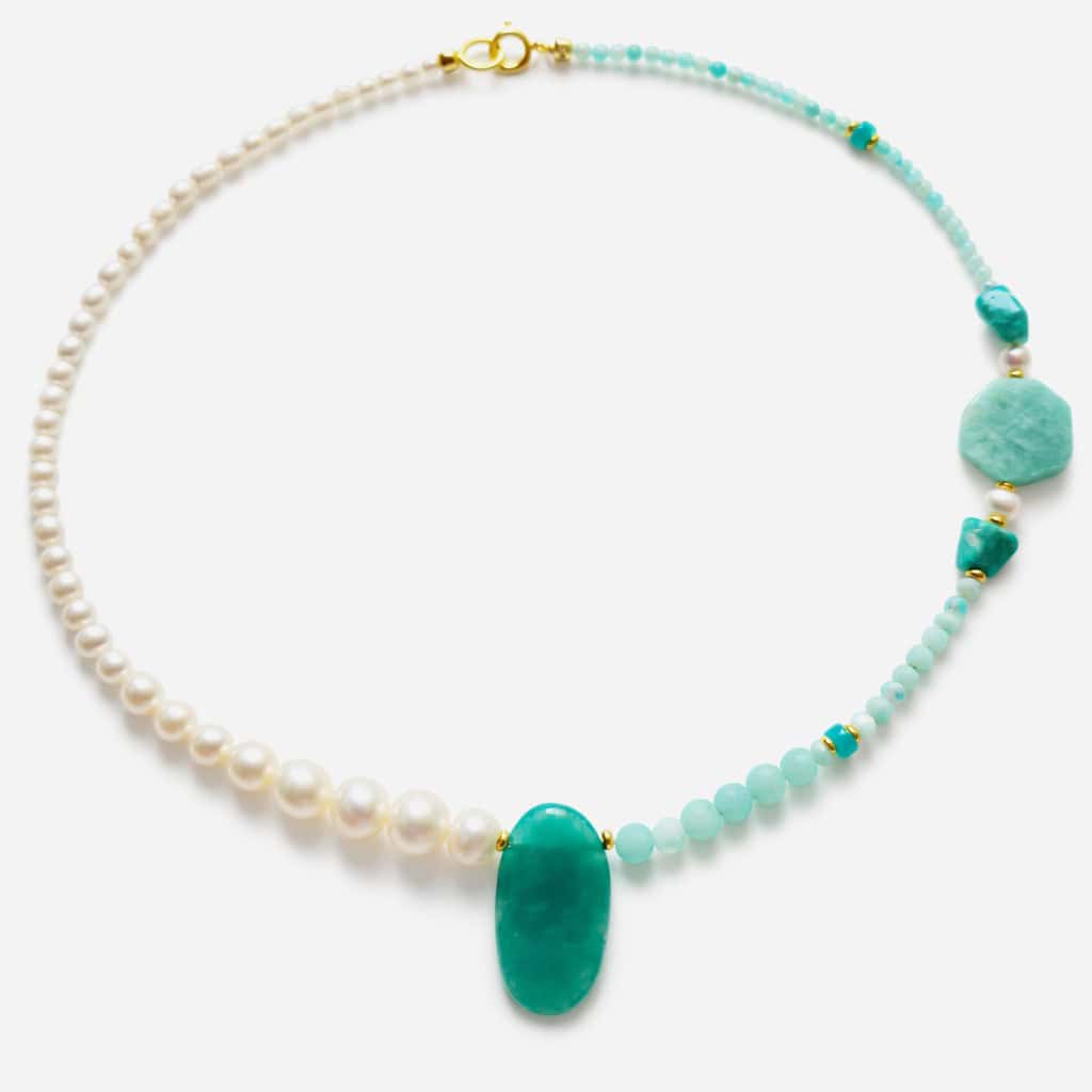Colier din amazonite si perle