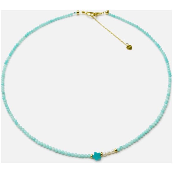 Colier din Amazonite cu Stea și Perle
