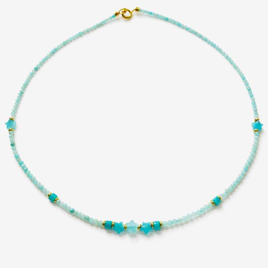Colier cu stelute si pietre din amazonite
