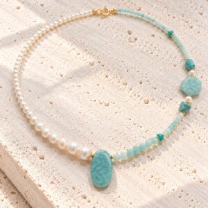 Colier din amazonite si perle