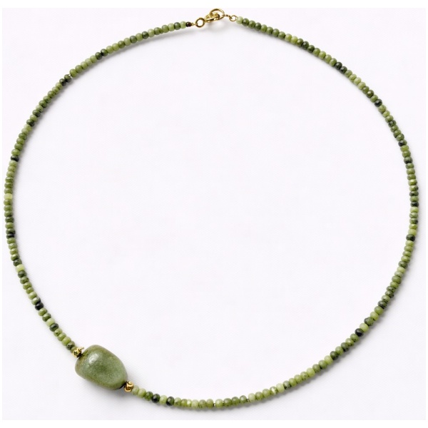 Colier din serpentine cu calcedonie verde
