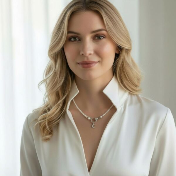 Colier din perle naturale cu charm Lună
