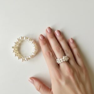 Inel din perle naturale împletit manual Pearl Weave