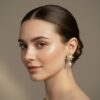 model square Cercei cu motiv soare și perlă naturală