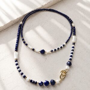 Colier lung din Lapis Lazuli cu Sidef