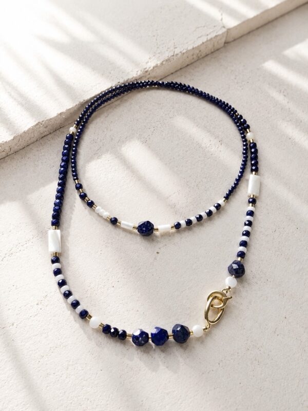Colier lung din Lapis Lazuli cu Sidef