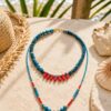 2 Colier dublu handmade din apatite si coral natural, Colectia Egeea