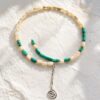 Colier din Sidef cu Turcoaze si charm spirala Colier din Sidef cu Turcoaze