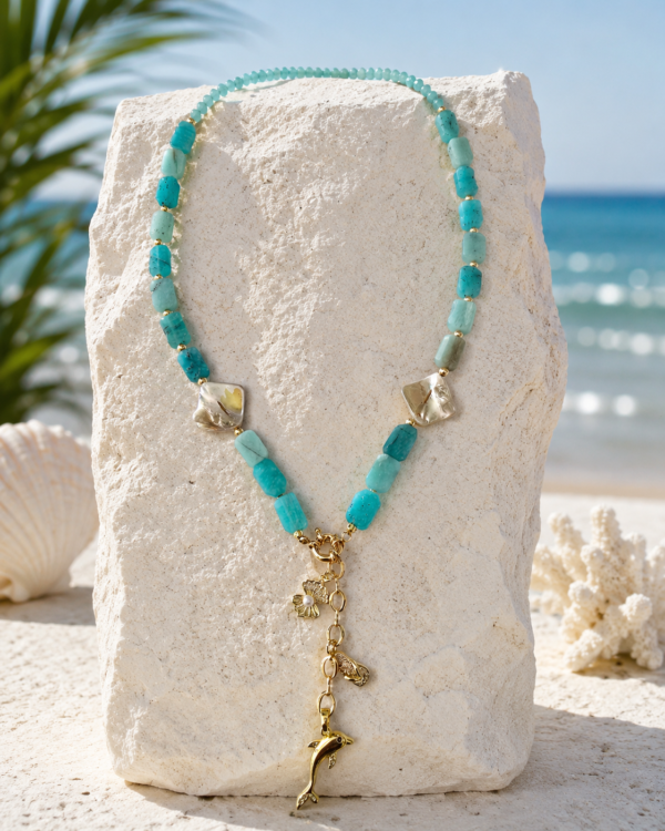 Colier din Amazonite cu charmuri de vara